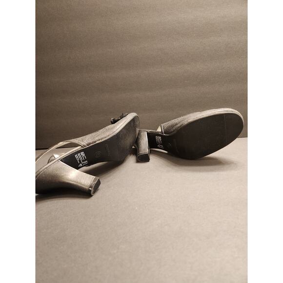 HIGHLIGHTS Glitter Embellished Slingback Pump Heels Womens 8 Charcoal Grey Black - Picture 11 of 12